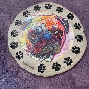 SPOONTIQUES PUG stepping stone wall hanging, excellent condition, 10" round#7737